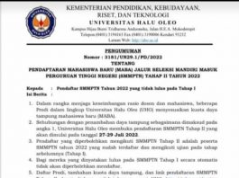 UHO Buka Pendaftaran SMMPTN Tahap II