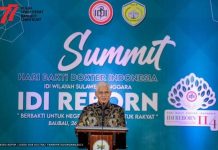 Summit HBDI ke-114, Dokter Pahlawan Kesehatan Pj Sekda Sultra, Asrun Lio memberikan sambutan gubernur pada acara Summit HBDI ke-114 yang digelar di Baubau.