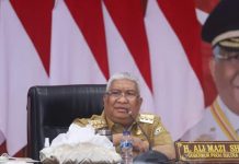 Gubernur Sultra Hadiri Rakornas Pengendalian Inflasi yang Dipimpin Mendagri Gubernur Sultra, Ali Mazi pada Rakornas Pengendalian Inflasi Daerah bersama Mendagri, Tito Karnavian