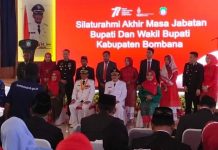 Bupati dan Wakil Bupati Bombana Pamit Silaturahmi akhir masa jabatan Bupati Bombana, H Tafdil dan Wakil Bupati, Johan yang berlangsung, Rabu 17 Agustus 2022. (FOTO AGUS)