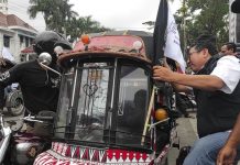 Ekspedisi Geopark Kaldera Toba SMSI Disambut Puluhan Becak BSA Siantar