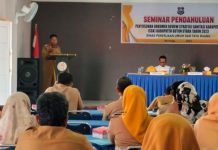 Pemda Butur Rancang Program Sanitasi Masyarakat Wabup Butur Ahali saat membuka seminar pendahuluan penyusunan dokumen review Strategi Sanitasi Kabupaten (SSK) Buton Utara tahun 2023 di Hotel Sara'ea, Senin 19 Juni 2023.