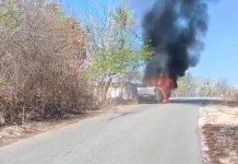 Mobil Dinas PU Sultra Terbakar di Buteng