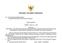 Pemprov Sultra Keluarkan Surat Keputusan tentang Jam Kerja Selama Ramadan