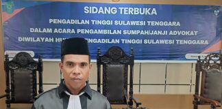 Wakil Ketua PWI Sultra Bidang Advokasi dan Pembelaan Resmi Disumpah Jadi Advokat PERADI